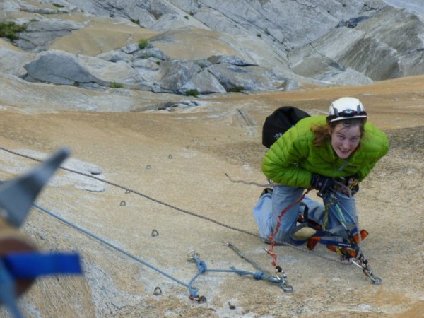 chilling at pitch 5 hanging belay