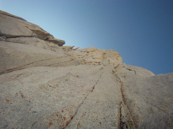 looking up at the North buttress of Merriam peak