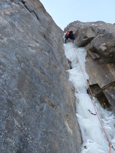 The Ames Ice Hose - just above the crux on the 2nd pitch. Scarpa Frene...
