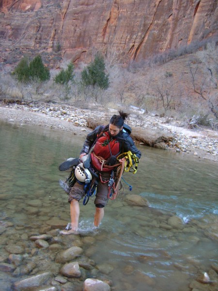 Tara crossing the Virgin River