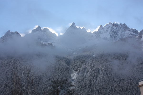 Aiguille de Blaitiere from town.