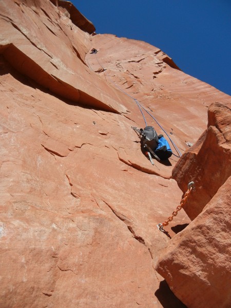 Solo on the Dihedral Pitch and Rocker Block, Moonlight Buttress