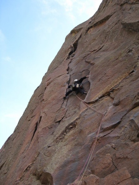 Another view of the first pitch crux