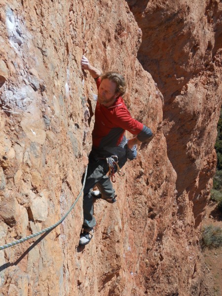 Bob approaching the pitch two belay.