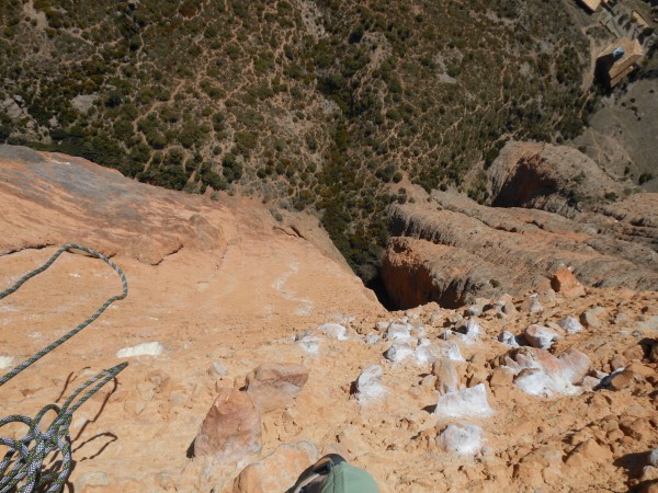 Looking down from the lip, one pitch of proper climbing left.