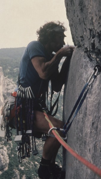 Dennis on the traverse of Eperon Sublime, it's the 70s; headband -chec...