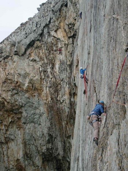 Celyn on route to the P2 belay with Drew &#40;in the background&#41; b...