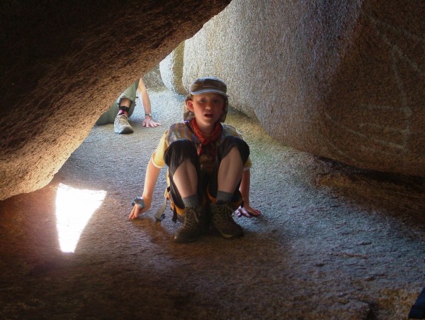 Tim entering the cave, looking a bit bemused!