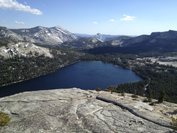 Looking over Tenaya Lake at Half Dome from the top of Stately Pleasure...