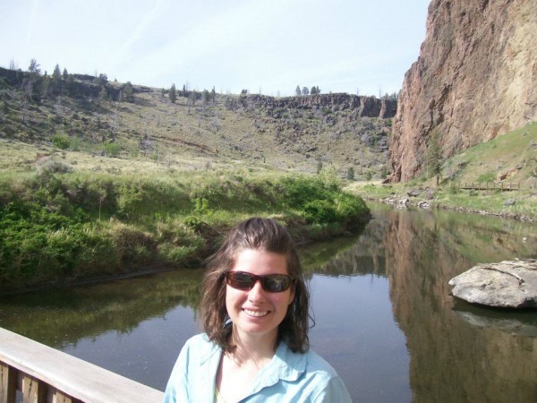 Crossing the bridge to the crags.