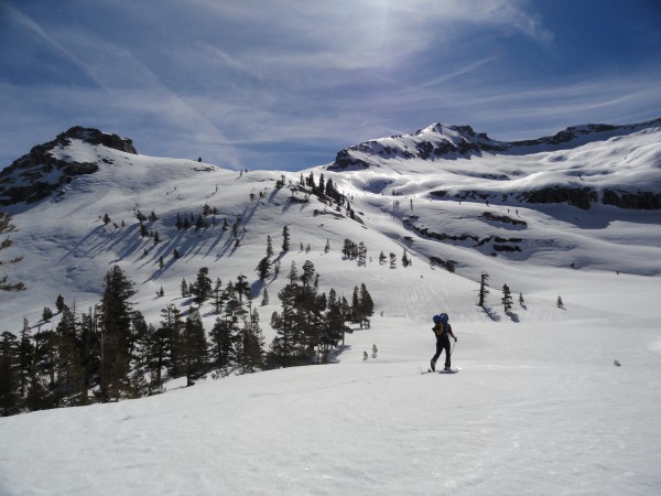 Yours truly skiing towards the Tablelands.