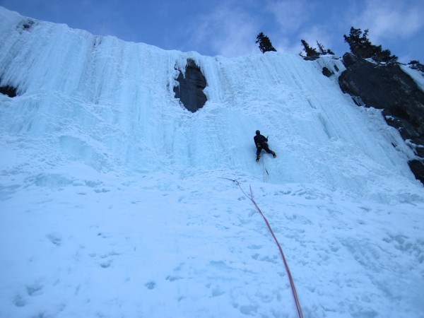 Weeping Wall - 3rd pitch of the right side route -  2/27/12