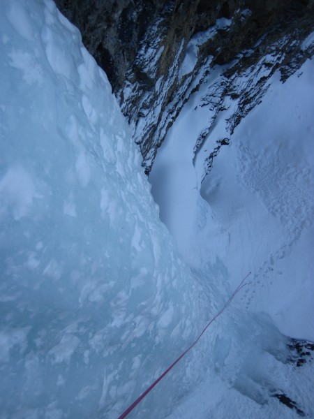 Uppermost pitch on The Professor Falls - with rope stretch, a single 6...