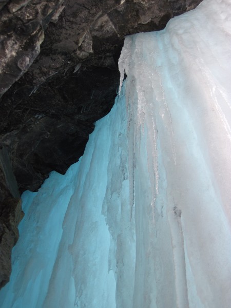 Ice curtain at 1 of the fixed rap stations. Storming and blowing outsi...