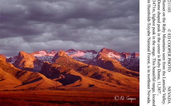 Sunset on Ruby Mtns, NV