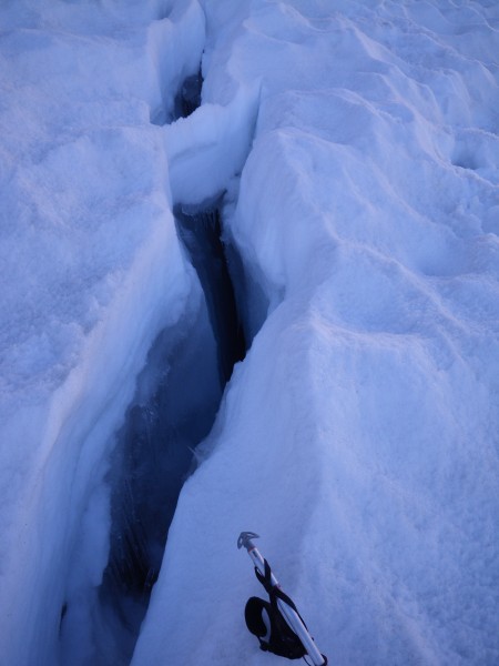 Small crevasses on the Palisade Glacier