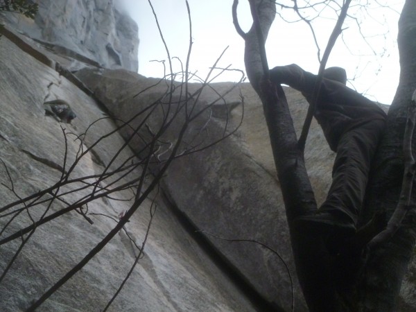 Jahil climbs as the water begins to flow and Mittens shouts encouragem...