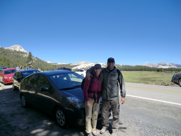 Hubby and I at the Cathedral Lakes trailhead.