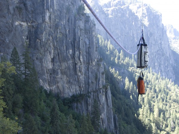 Haul bags, way out, on leaning tower - who said it was steep???