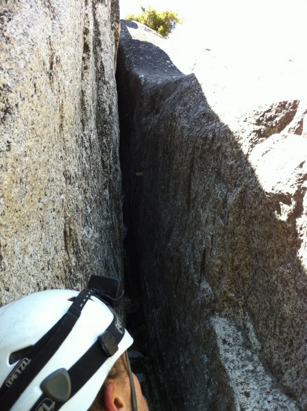 Looking up pitch 9. It start with a little easy chimney work and then ...