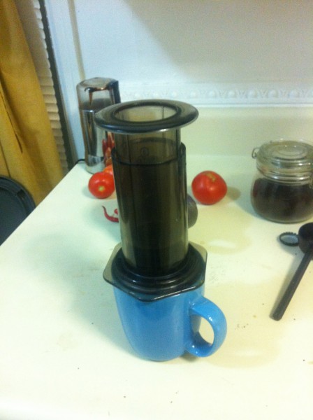 organic tomatos from the garden.  oh... I mean og coffee double shot!