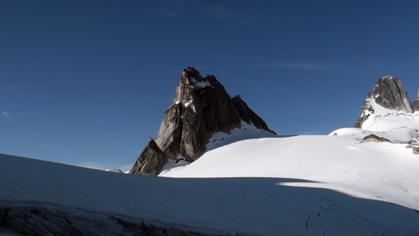 The view of Pigeon Spire from the top of Bugaboo-Snowpatch Col