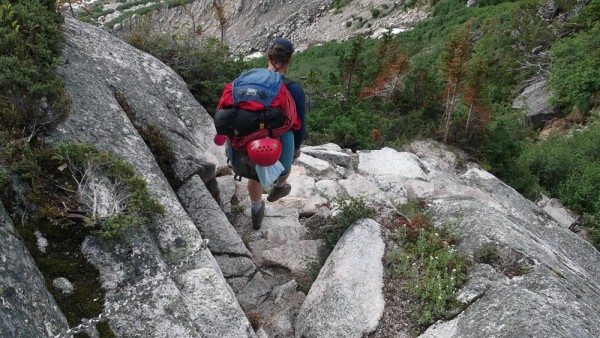 Starting down the steep trail.  I like steep downhill less than steep ...