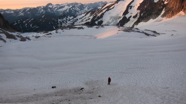 Sean hiking across the Crescent Glacier