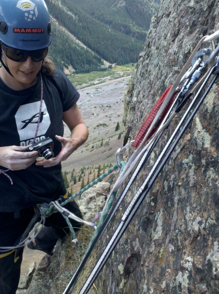 Tamara "rope gun" at the fourth belay.