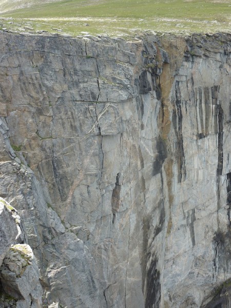 A look at the Black Wall. Cary Granite climbs the obvious leftmost cra...