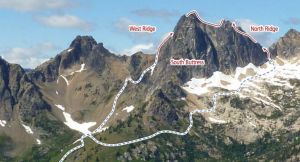 Cutthroat Peak - North Ridge III 5.7 - Washington Pass, Washington, USA. Click to Enlarge