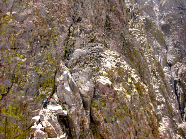 Zach on the 200' exposed ridge Traverse.