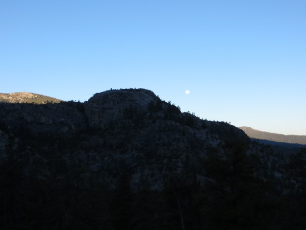 Moon setting, elevation gain beginning