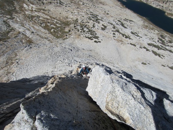 Jess coming up pitch 3 on the West Ridge, the last of the full 5th-cla...