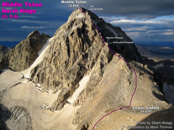 North Ridge of Middle Teton seen from the start of the Lower Exum Ridg...