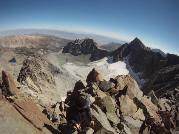 Palisade Glacier, Sill, Gayley, & Temple crag. Our camp was just over ...