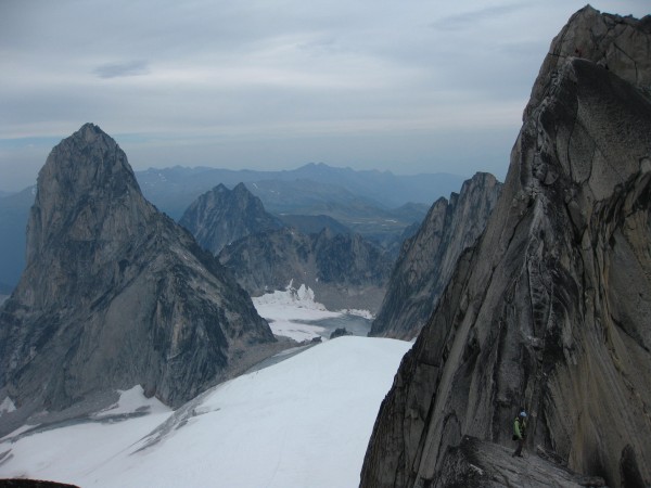Heading up to the second summit of pigeon spire