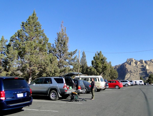 gearing up in the lot.