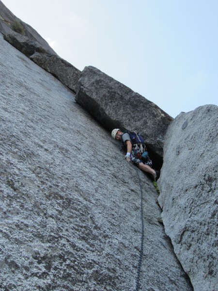 Geoff working up the flare on P2 of Old Smokey.