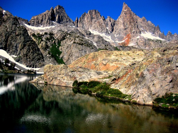 Beautiful view of Minarets. Route goes up the face of the highest poin...