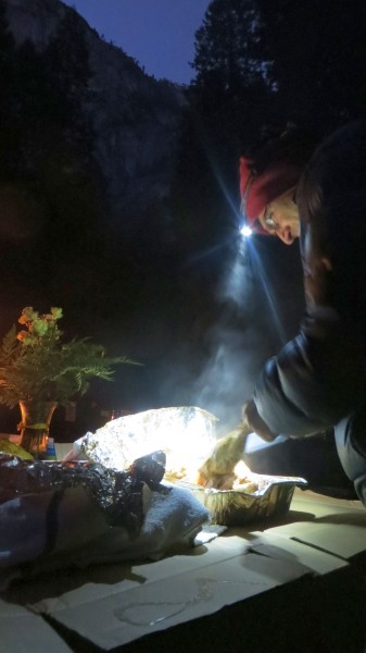 What a man! Victor carving the turkey in Camp Four.