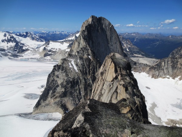 Bugaboo Spire as seen from the top of Snowpatch