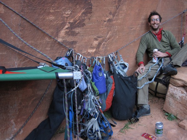 Quittin time starts early.  Adam on a three day ascent of Space Shot.