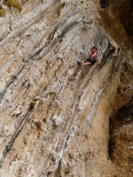 Classic limestone rest: planting your butt against a stelagtite!