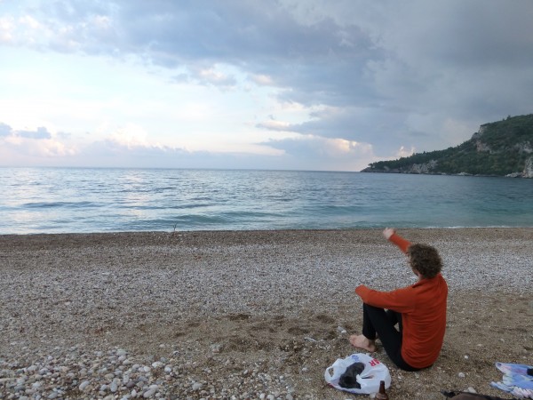 Drinking beer on the beach at the end of the day