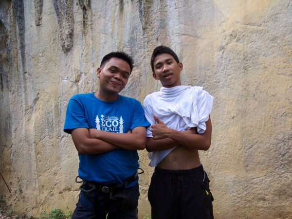 I happened to catch these two teens marveling at the climbers near "vi...