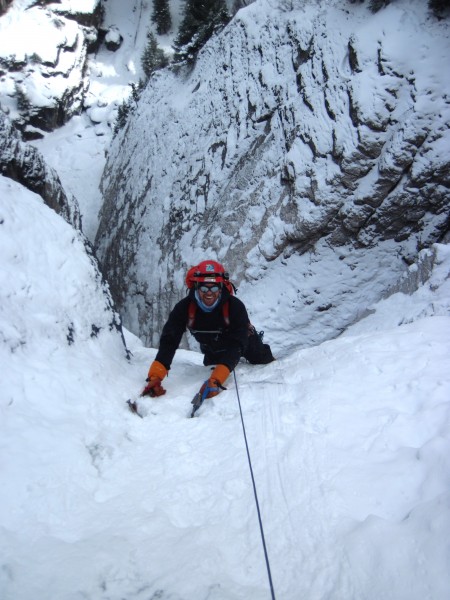Travis approaching the 1st belay &#40;1/14/13&#41;. Where I had just e...