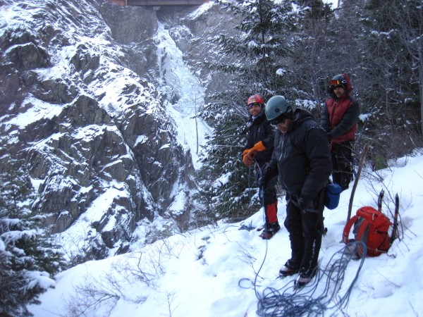 Happy guys about to rappel back to our packs at the base of the route....