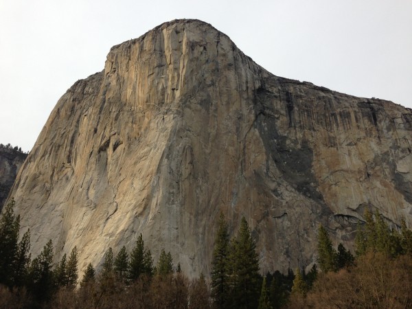 El capitan in mid march at sunset. Zoom in and you can barely make out...