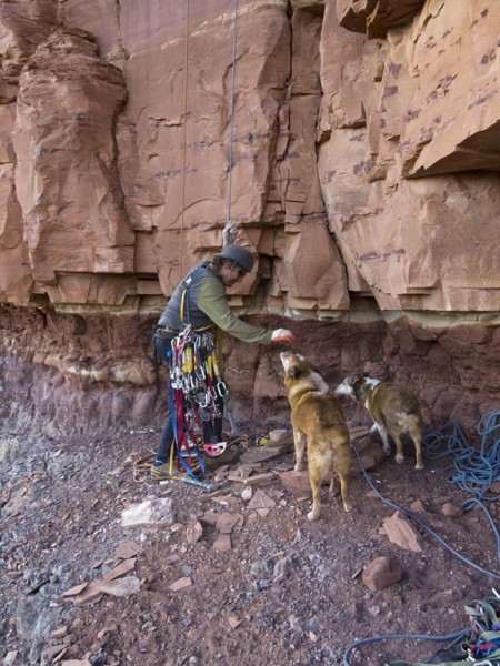 Chip and his dogs, Millie on the right